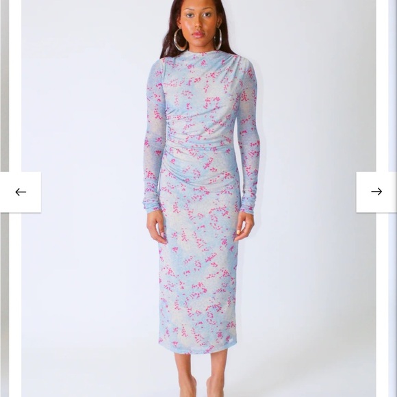 Undra Celeste Double Ruched Mesh Dress Size Medium - Picture 2 of 8